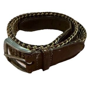 Torino Woven Braided Leather Brown USA Solid Brass 38 Cotton Kitskin